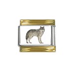 Wolf Gold Trim Italian Charm (9mm)