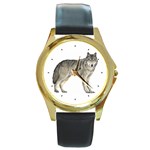 Wolf Round Gold Metal Watch