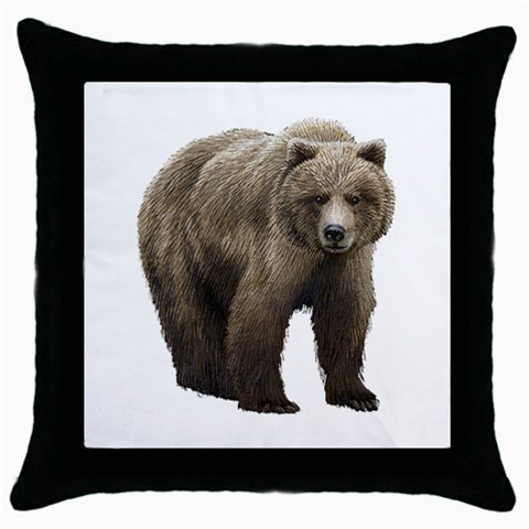 Bear Throw Pillow Case (Black) from ArtsNow.com Front