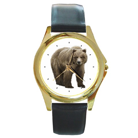 Bear Round Gold Metal Watch from ArtsNow.com Front