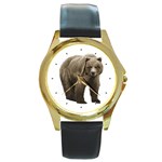 Bear Round Gold Metal Watch