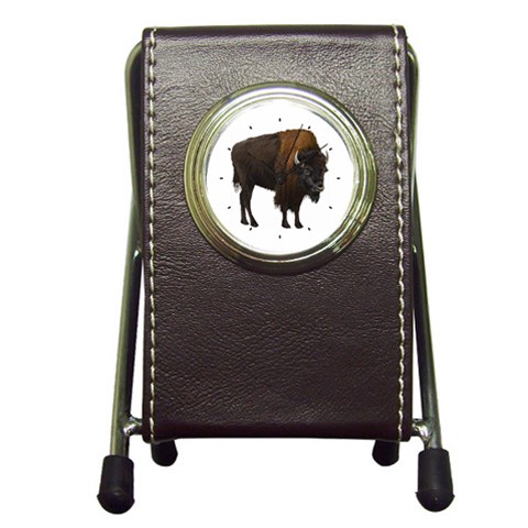 Buffalo Pen Holder Desk Clock from ArtsNow.com Front