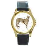 Cheetah Round Gold Metal Watch