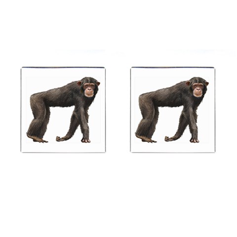 Chimpanzee Cufflinks (Square) from ArtsNow.com Front(Pair)