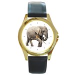 Elephant Round Gold Metal Watch