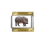 Hippopotamus Gold Trim Italian Charm (9mm)