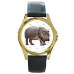 Hippopotamus Round Gold Metal Watch