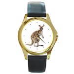 Kangaroo Round Gold Metal Watch