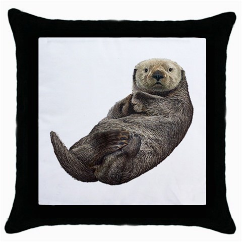 Otter Throw Pillow Case (Black) from ArtsNow.com Front