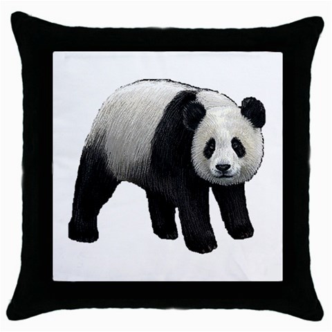 Panda Throw Pillow Case (Black) from ArtsNow.com Front