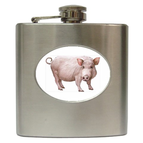 Pig Hip Flask (6 oz) from ArtsNow.com Front