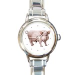 Pig Round Italian Charm Watch