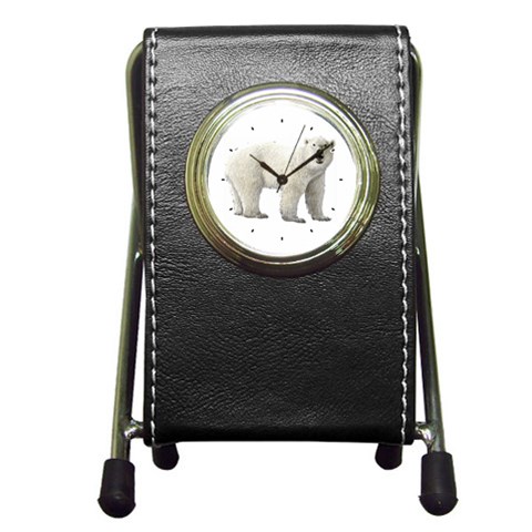 Polar Bear Pen Holder Desk Clock from ArtsNow.com Front