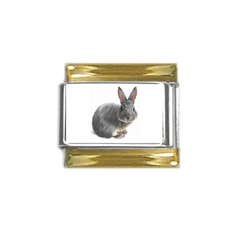 Rabbit Gold Trim Italian Charm (9mm) from ArtsNow.com Front