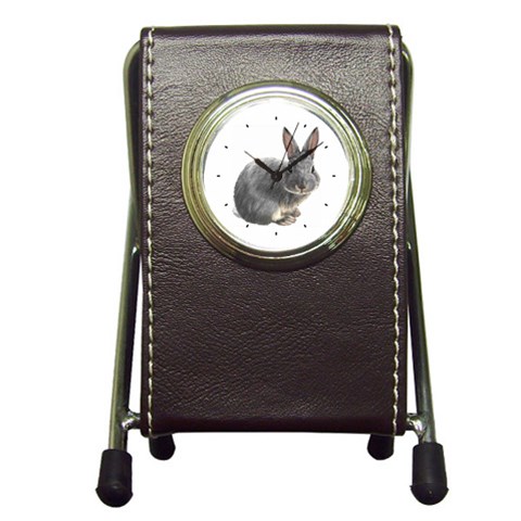 Rabbit Pen Holder Desk Clock from ArtsNow.com Front