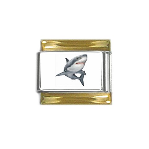 Shark Gold Trim Italian Charm (9mm) from ArtsNow.com Front