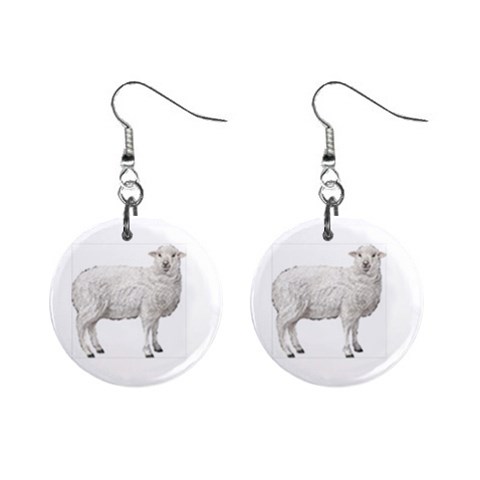 Sheep 1  Button Earrings from ArtsNow.com Front