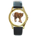 Tiger Round Gold Metal Watch