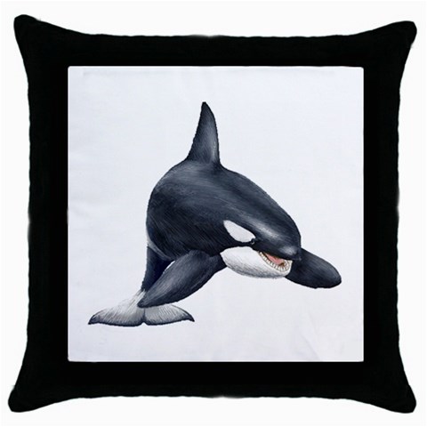 Killer Whale Orca Throw Pillow Case (Black) from ArtsNow.com Front