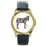 Zebra Round Gold Metal Watch