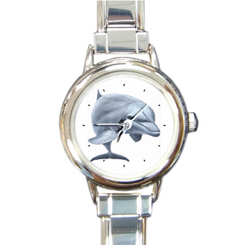 Dolphin Round Italian Charm Watch from ArtsNow.com Front