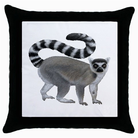 Lemur Throw Pillow Case (Black) from ArtsNow.com Front