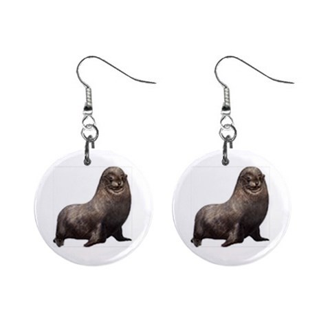 Seal 1  Button Earrings from ArtsNow.com Front