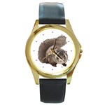 Squirrel Round Gold Metal Watch