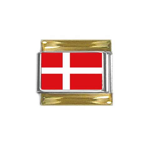 Denmark Flag Gold Trim Italian Charm (9mm) from ArtsNow.com Front