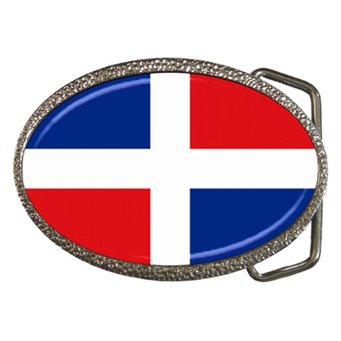 Dominican Republic Flag Belt Buckle from ArtsNow.com Front