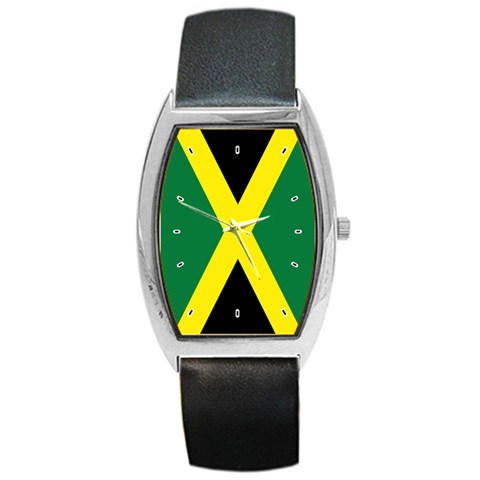 Jamaican Flag Jamaica Barrel Style Metal Watch from ArtsNow.com Front