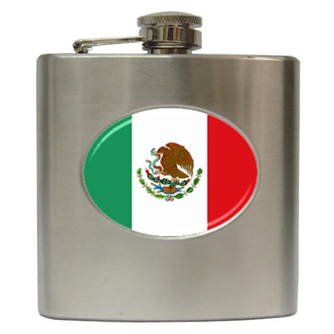 Mexican Flag Mexico Hip Flask (6 oz) from ArtsNow.com Front