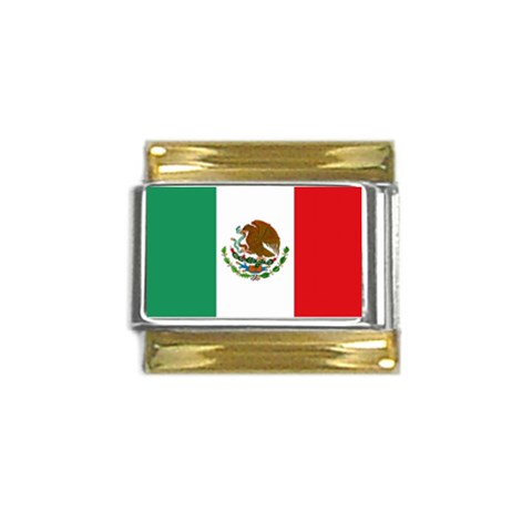 Mexican Flag Mexico Gold Trim Italian Charm (9mm) from ArtsNow.com Front