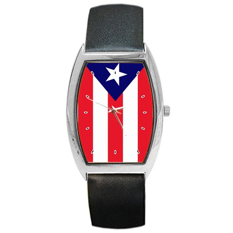 Puerto Rican Flag Puerto Rico Barrel Style Metal Watch from ArtsNow.com Front