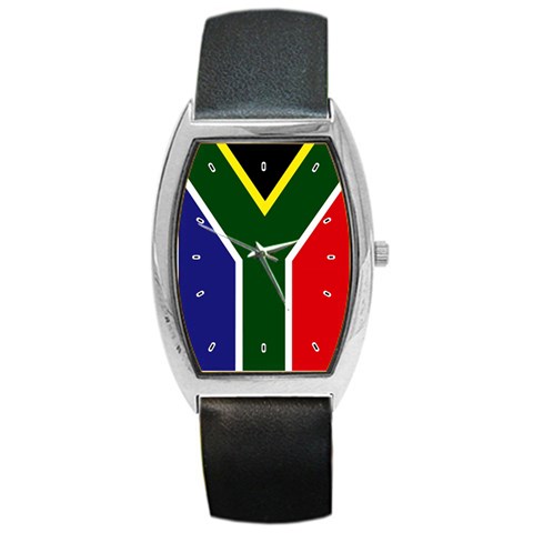 South African Flag South Africa Barrel Style Metal Watch from ArtsNow.com Front