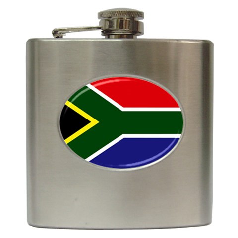 South African Flag South Africa Hip Flask (6 oz) from ArtsNow.com Front