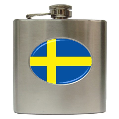 Swedish Flag Sweden Hip Flask (6 oz) from ArtsNow.com Front