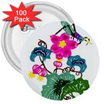 Flower/花 3  Button (100 pack)