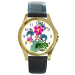 Flower/花 Round Gold Metal Watch