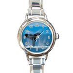 Humpback Whale Round Italian Charm Watch