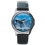 Humpback Whale Round Metal Watch