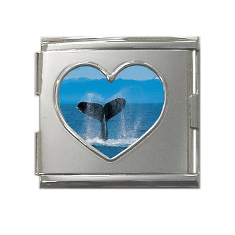 Humpback Whale Mega Link Heart Italian Charm (18mm) from ArtsNow.com Front