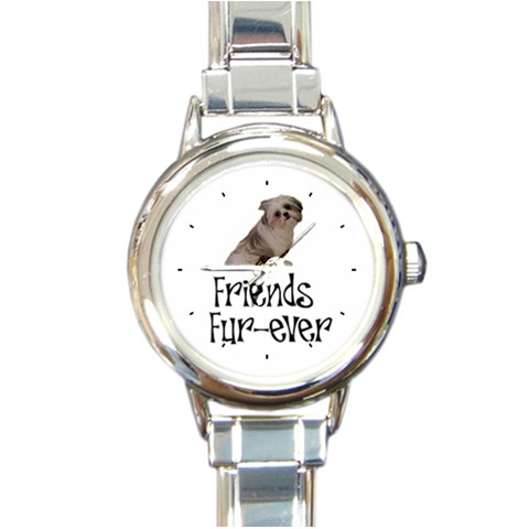 Shih Tzu friends Round Italian Charm Watch from ArtsNow.com Front