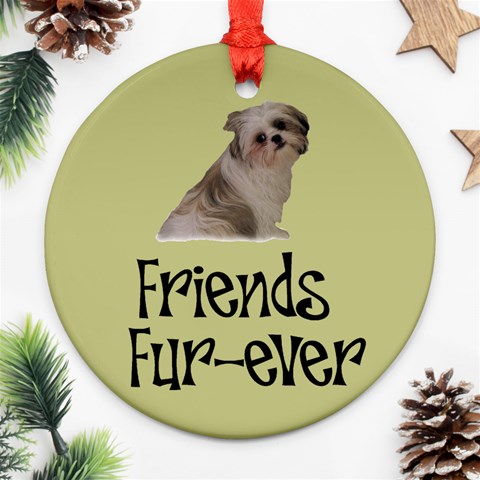 Shih Tzu friends Ornament (Round) from ArtsNow.com Front