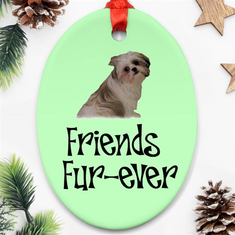 Shih Tzu friends Ornament (Oval) from ArtsNow.com Front