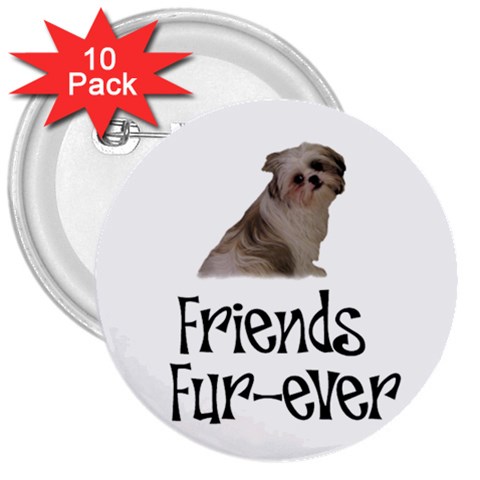 Shih Tzu friends 3  Button (10 pack) from ArtsNow.com Front