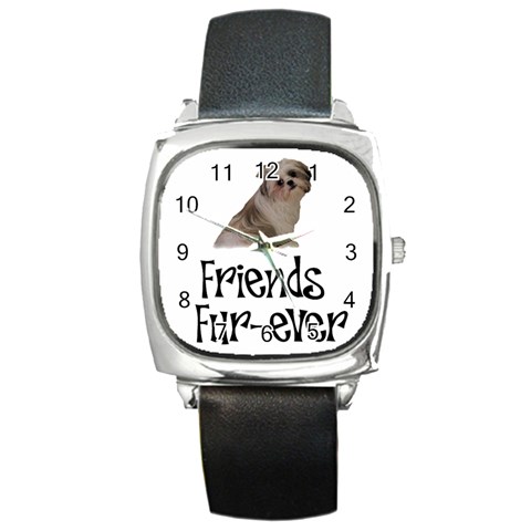 Shih Tzu friends Square Metal Watch from ArtsNow.com Front