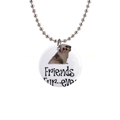 Shih Tzu friends 1  Button Necklace from ArtsNow.com Front