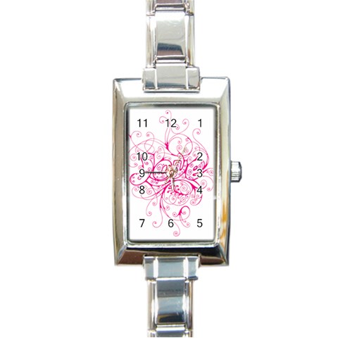 White Love Rectangular Italian Charm Watch from ArtsNow.com Front