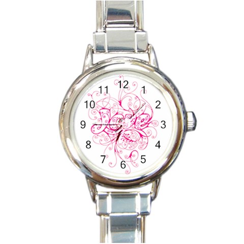 White Love Round Italian Charm Watch from ArtsNow.com Front